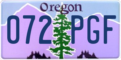 OR license plate 072PGF