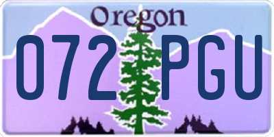 OR license plate 072PGU