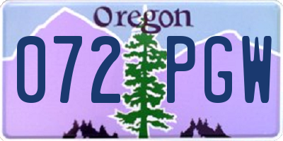 OR license plate 072PGW