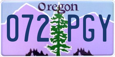 OR license plate 072PGY