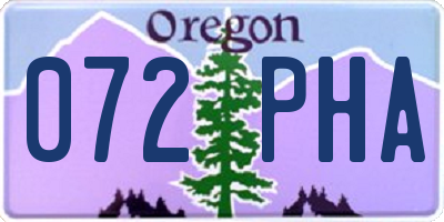OR license plate 072PHA
