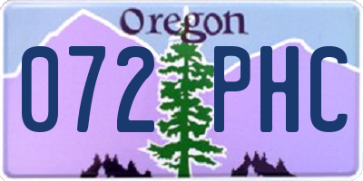 OR license plate 072PHC