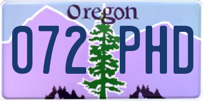 OR license plate 072PHD