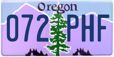 OR license plate 072PHF