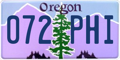 OR license plate 072PHI