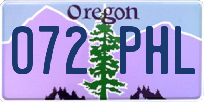 OR license plate 072PHL