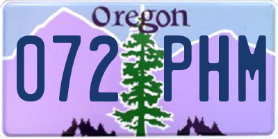 OR license plate 072PHM