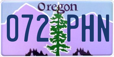 OR license plate 072PHN