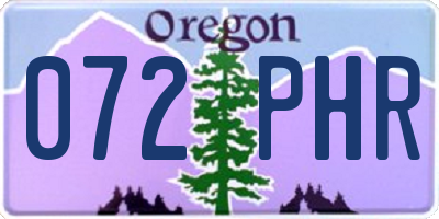 OR license plate 072PHR