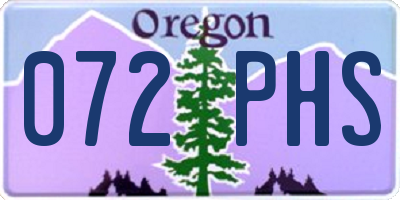 OR license plate 072PHS