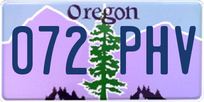 OR license plate 072PHV