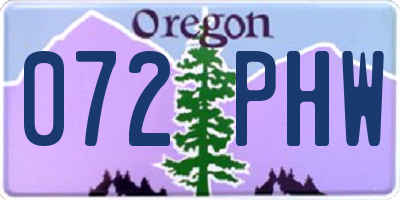 OR license plate 072PHW