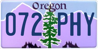 OR license plate 072PHY