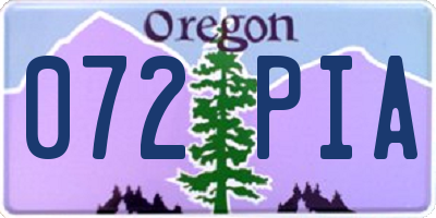 OR license plate 072PIA