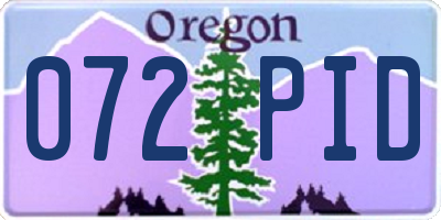 OR license plate 072PID