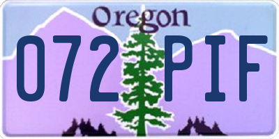 OR license plate 072PIF