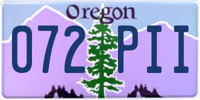 OR license plate 072PII