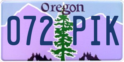OR license plate 072PIK