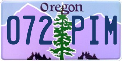 OR license plate 072PIM