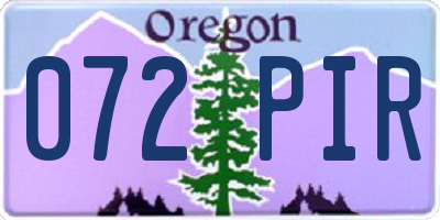 OR license plate 072PIR