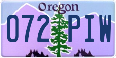 OR license plate 072PIW