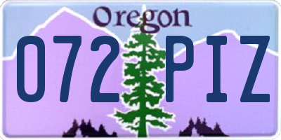 OR license plate 072PIZ