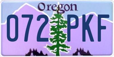 OR license plate 072PKF