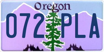 OR license plate 072PLA
