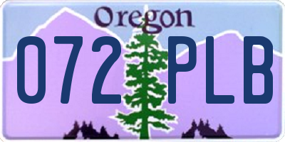 OR license plate 072PLB