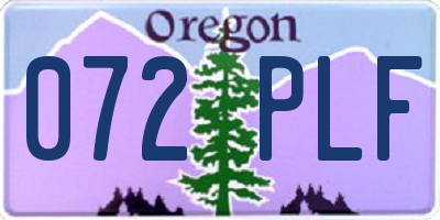 OR license plate 072PLF