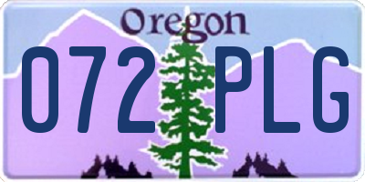 OR license plate 072PLG