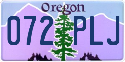 OR license plate 072PLJ