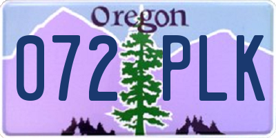 OR license plate 072PLK