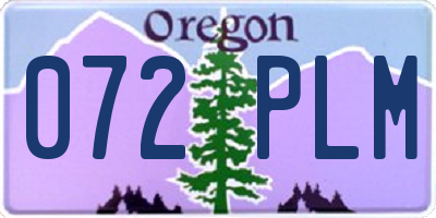 OR license plate 072PLM