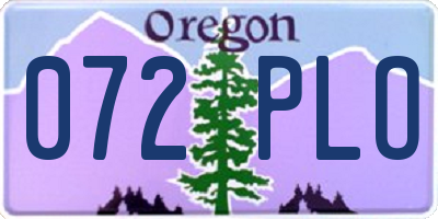 OR license plate 072PLO