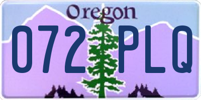 OR license plate 072PLQ