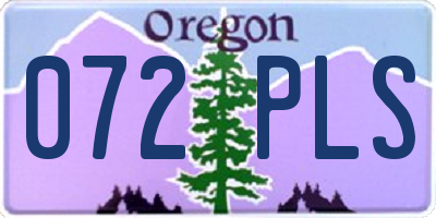 OR license plate 072PLS