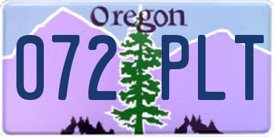 OR license plate 072PLT