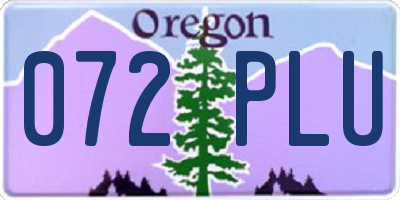 OR license plate 072PLU