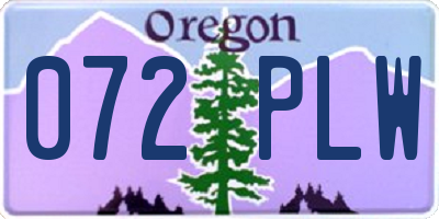 OR license plate 072PLW