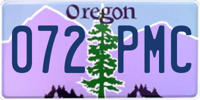 OR license plate 072PMC