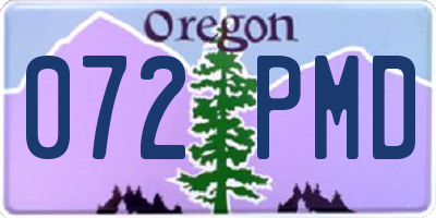 OR license plate 072PMD