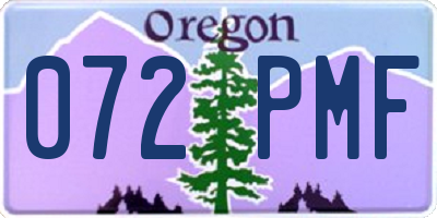OR license plate 072PMF