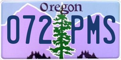 OR license plate 072PMS