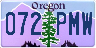 OR license plate 072PMW