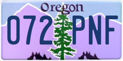OR license plate 072PNF