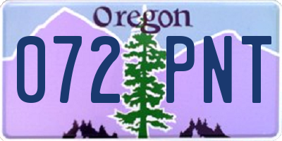 OR license plate 072PNT