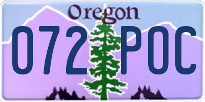 OR license plate 072POC