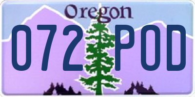 OR license plate 072POD