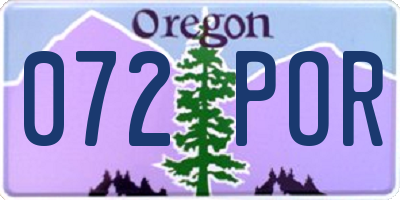 OR license plate 072POR